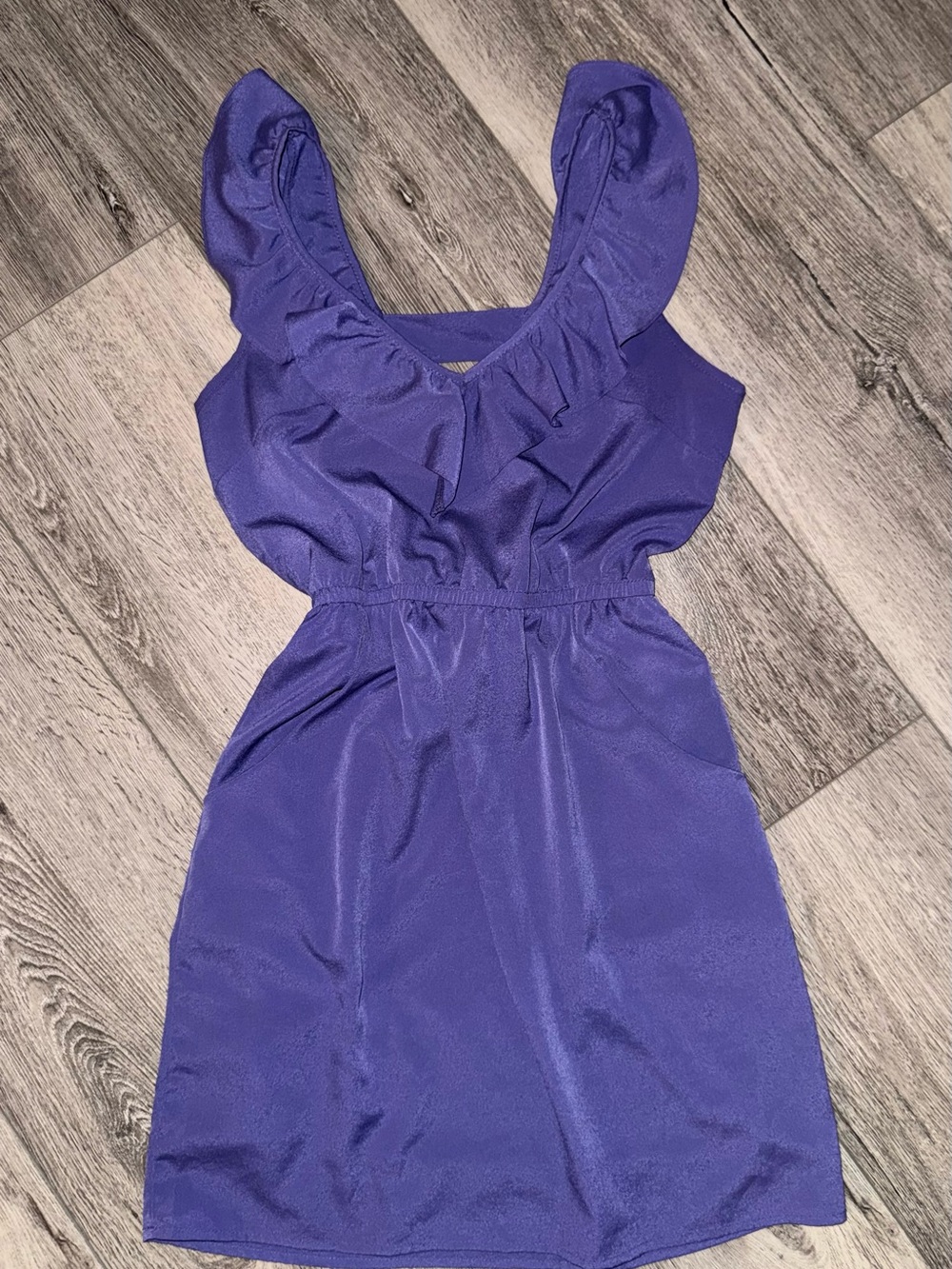 Kirra Purple Ruffle V-Neck Sleeveless Dress